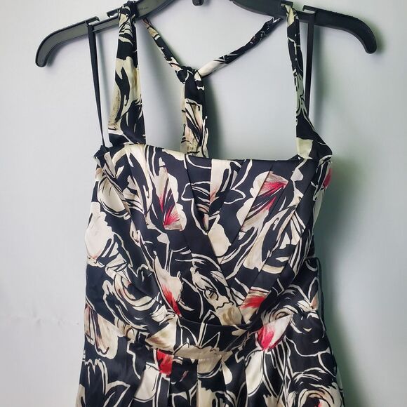 White House Black Market Silk Floral Halter Midi Dress Size 8 - Picture 3 of 8